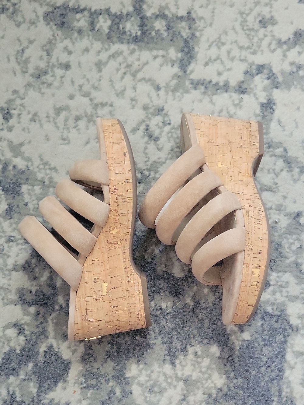 Sam Edelman Nude Beige Cork Wedge Slide Mules - Picture 5 of 10